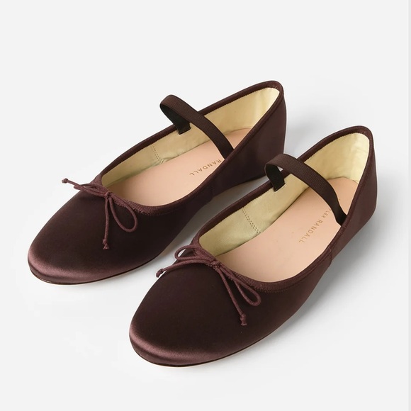 Loeffler Randall Shoes - new LOEFFLER RANDALL Leonie satin bow ballet Mary Jane flats 7.5 brown